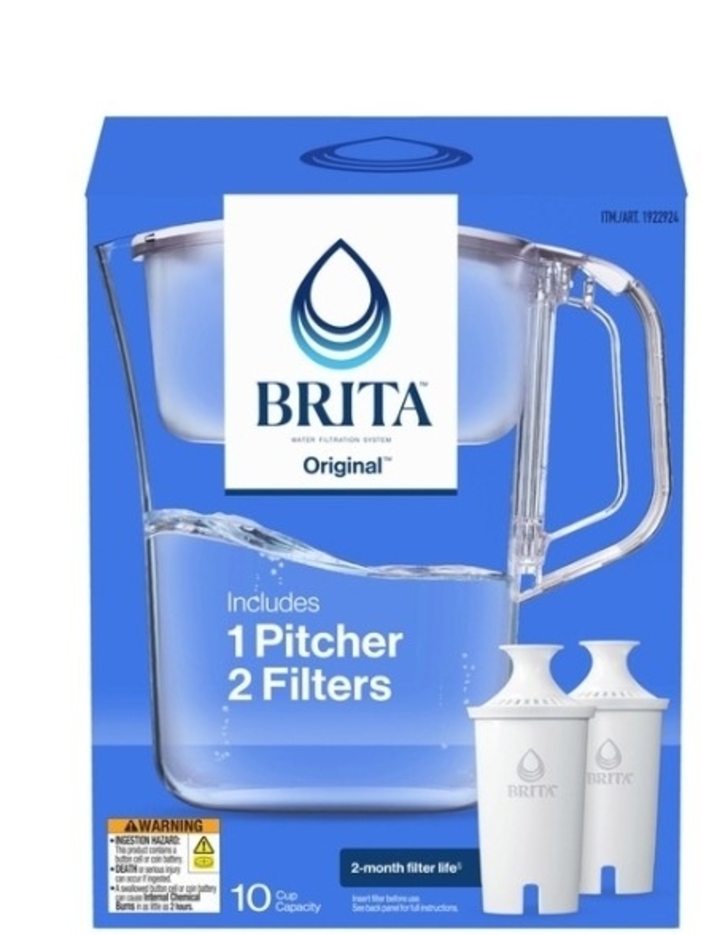 Brita Champlain Water Filter Pitcher, 10 Cup with 2 Filters